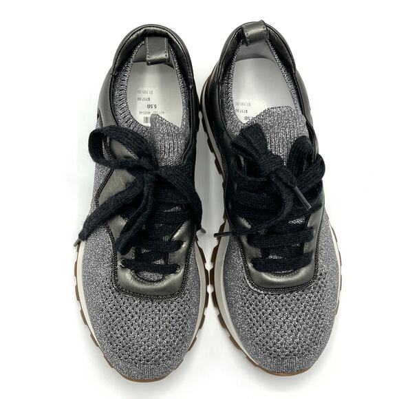 NEW Brunello Cucinelli Metallic Knit and Leather Sneakers Size 35.5 (US 5.5) - Picture 4 of 12